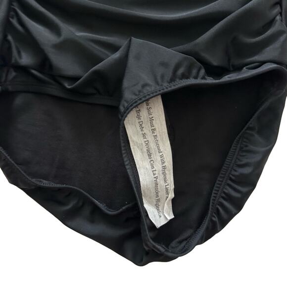 Kona Sol Swimsuit One Piece Black Crochet Flounce Strapless High Coverage Small - Picture 9 of 12